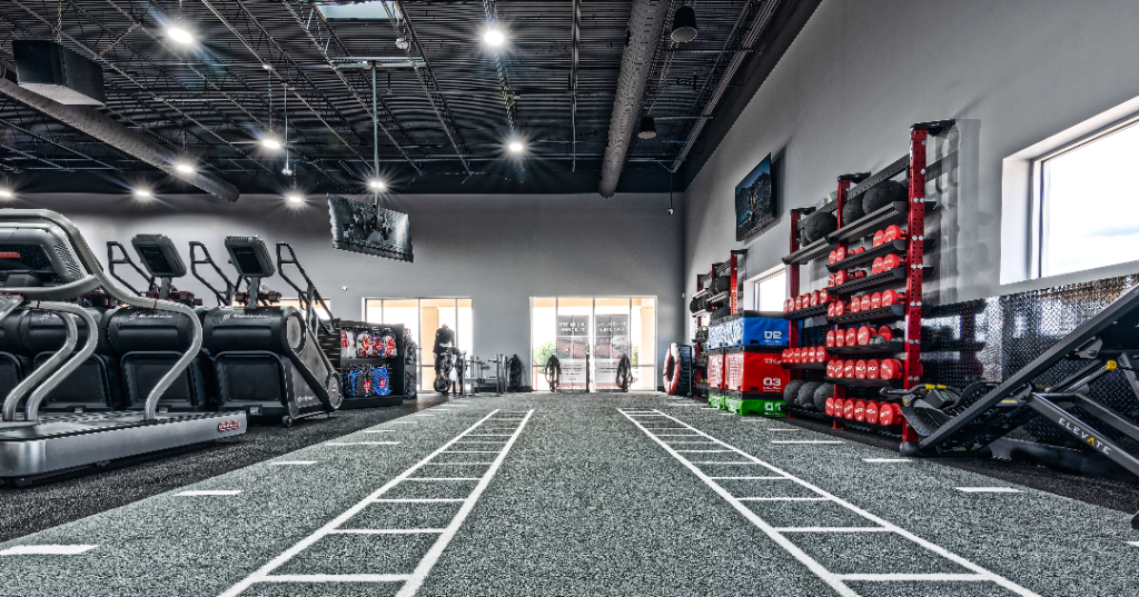 Fitness Center outfitted with fitness flooring